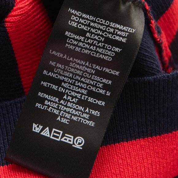 Anthropologie Maeve The Arlowe Bell-Sleeve Sweater Stripe Knit Red Navy Blue Med - Picture 5 of 7